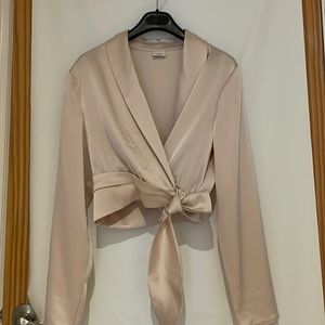 Stunning Babaton wrap blouse in thick, luxurious fabric